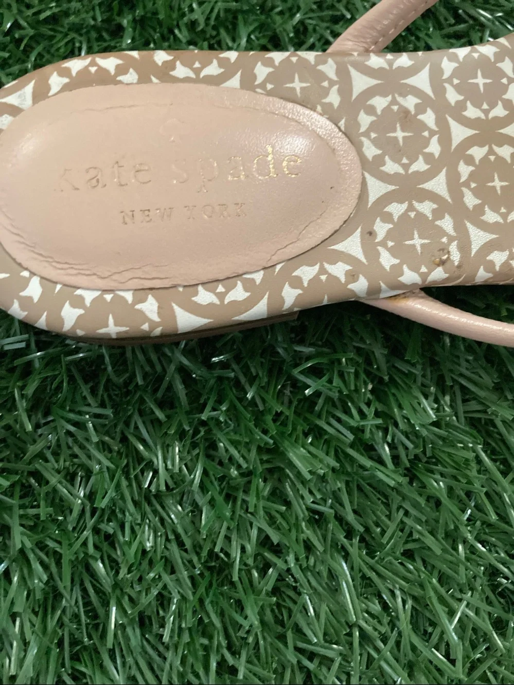 kate spade Blush Pink Patterned Bow Thong Sandals